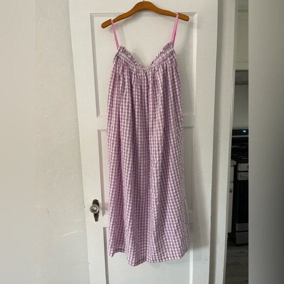 Free People Zinnia Maxi Dress In Violet Combo Size L purple Gingham - Picture 3 of 10